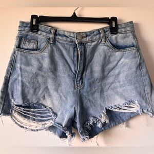 Distressed Light Blue Denim Shorts Size XL